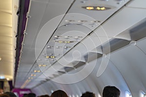 Fasten seat belt and no smoking signs in aircraft