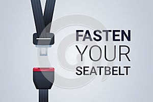 Fasten your seat belt poster safe trip safety first concept horizontal flat