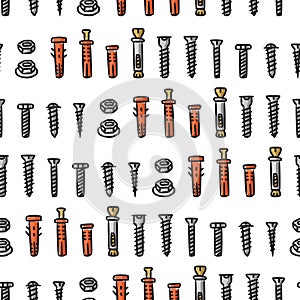 Fasteners vector seamless pattern on white background