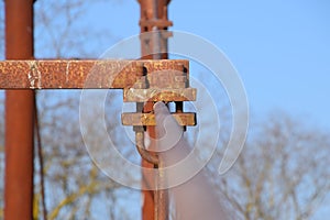 Fastening clamp on the steel cable of the bridge