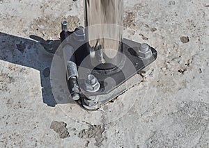 Fastening for a metal pipe. Pipe flange connected by tighten bolt ands nuts.