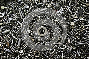 Fastening screwsscrews fixing nut nuts of various sizes and modifications photo