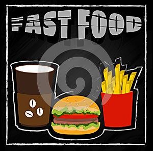 Fastfood on black background