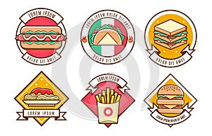 Fastfood junkfood logo badge set