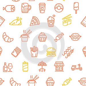 Fastfood and Street Food Pattern Background. Vector photo