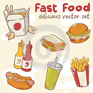 Fastfood vector set photo