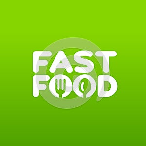 Fastfood word sign logo icon design template elements with spoon