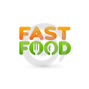 Fastfood word sign logo icon design template elements with spoon