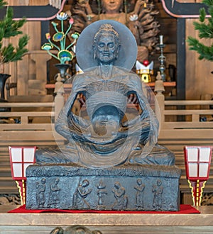 Fasting Buddha sculpture from Pakistan at Hatto (lecture hall) or Dharma Hall at Kencho-ji temple