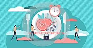 Fasting vector illustration. Flat tiny metabolism diet time person concept.