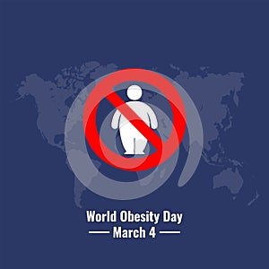Fat Boy Icon and Red Forbidden Symbol, World Obesity Day design concept, suitable for social media post template, poster, greeting