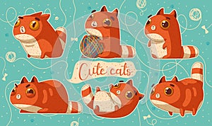 Fat cartoon red cat sticker pack