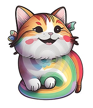 Fat Cat Smile hug Rainbow
