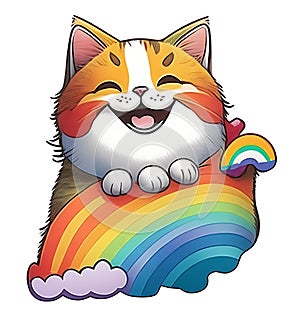Fat Cat Smile hug Rainbow