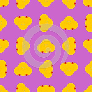 Fat chicken pattern seamless. Small chicken chick with obesity background