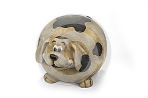 Fat decoration ceramic dog on a white