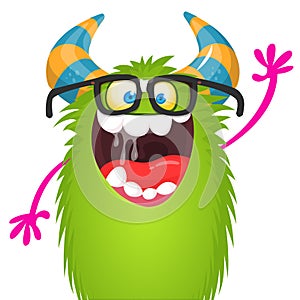 Fat and funny cartoon monster wearing eyeglases photo