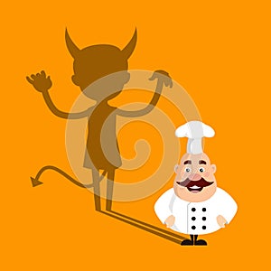 Fat Funny Chef - Devil person Standing with Fake Smile