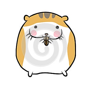 Fat hamster eating sunflower seed cartoon