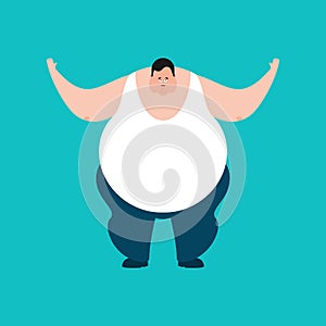 Fat happy. Stout guy emoji. Vector illustration