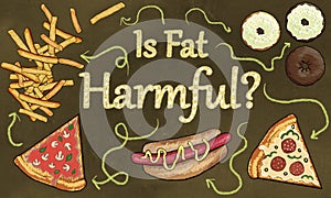 Is Fat Harmful? Illustration on Brown Blackboard