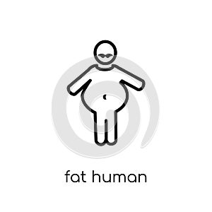 fat human icon. Trendy modern flat linear vector fat human icon