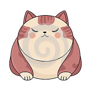 Fat kawaii cat icon. Flat illustration haughty, dismissive cat