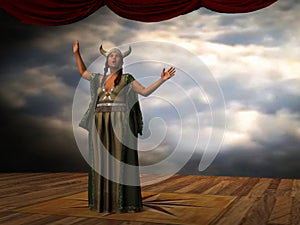 Fat lady Sings Opera Singer Illustration photo