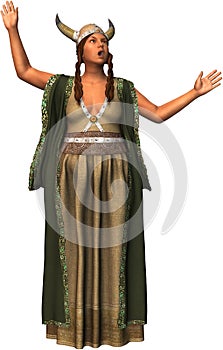 Fat lady Sings Opera Singer Isolated Illustration