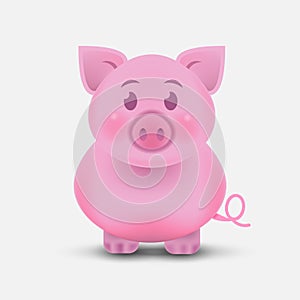 The Fat Little Pig. Chinese New Year. The year of the pig. icon on white background. Vector illustration.