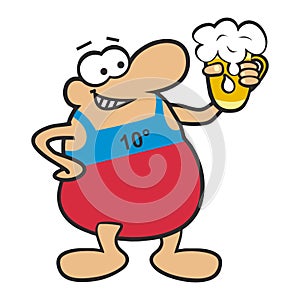 Fat Man and beer, cartoon, humorous vector illustration