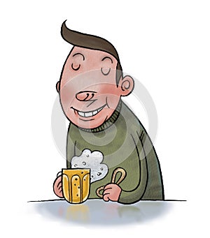 Fat man drinking beer