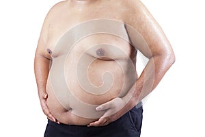 Fat man holding his stomach 1