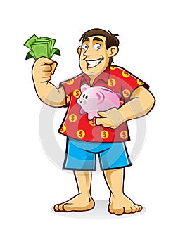 Fat Man with Piggy Bank
