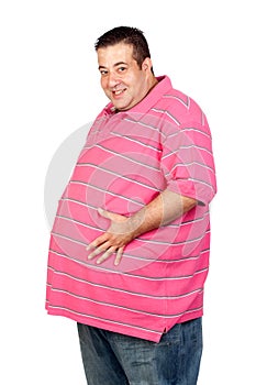 Fat man with pink shirt