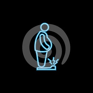 fat man on the scales icon in neon style. One of Fast food collection icon can be used for UI, UX