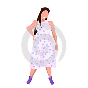 Fat obese woman standing pose smiling overweight casual girl obesity concept female cartoon character full length flat