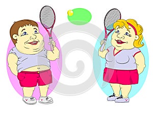 Fat people playing tennis