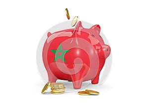 Fat piggy bank with flag of morocco