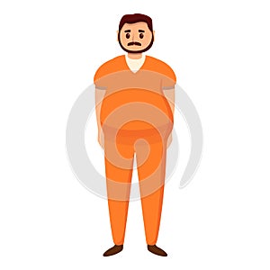 Fat prison man icon, cartoon style