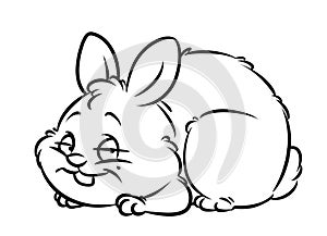 Fat rabbit cartoon illustration coloring page