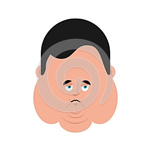 Fat sad emoji. Stout guy sorrowful isolated. Vector illustration