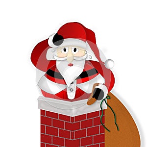 Fat SantaClaus Struggling to go down Chimney on Christmas Eve