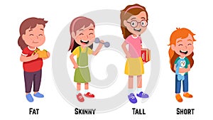 Fat, skinny, tall, short girls characters set