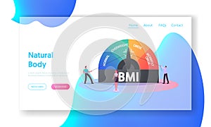 Fat and Slim People Obesity Weight Control, Body Mass Index Landing Page Template