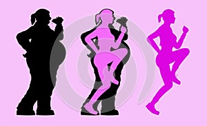 Fat and Slim Woman Silhouette