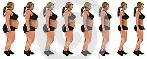 Fat to slim woman weight loss transformation profile shot photo