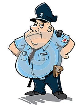 Fat policeman standing guard
