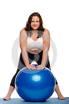 Fat woman with a ball