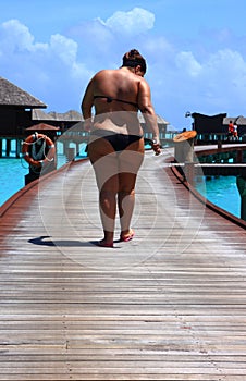 Fat woman in maldives